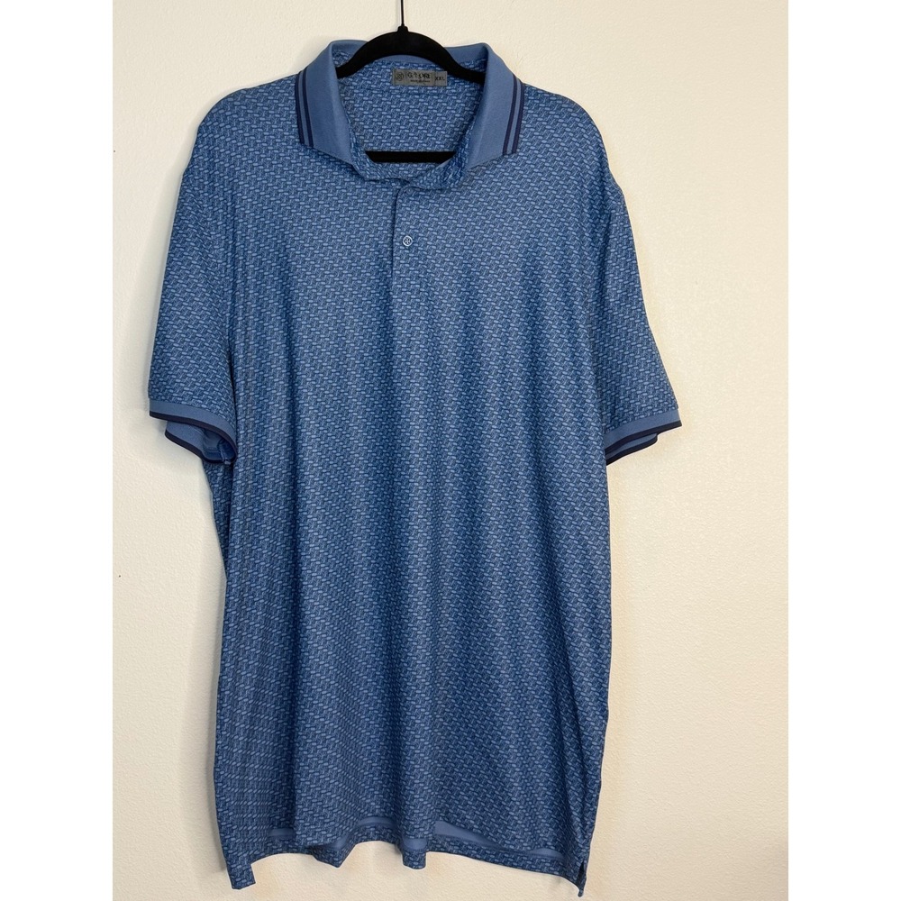 G/FORE Men's Golf Polo Shirt Blue Monogram Print Performance Stretch XXL
